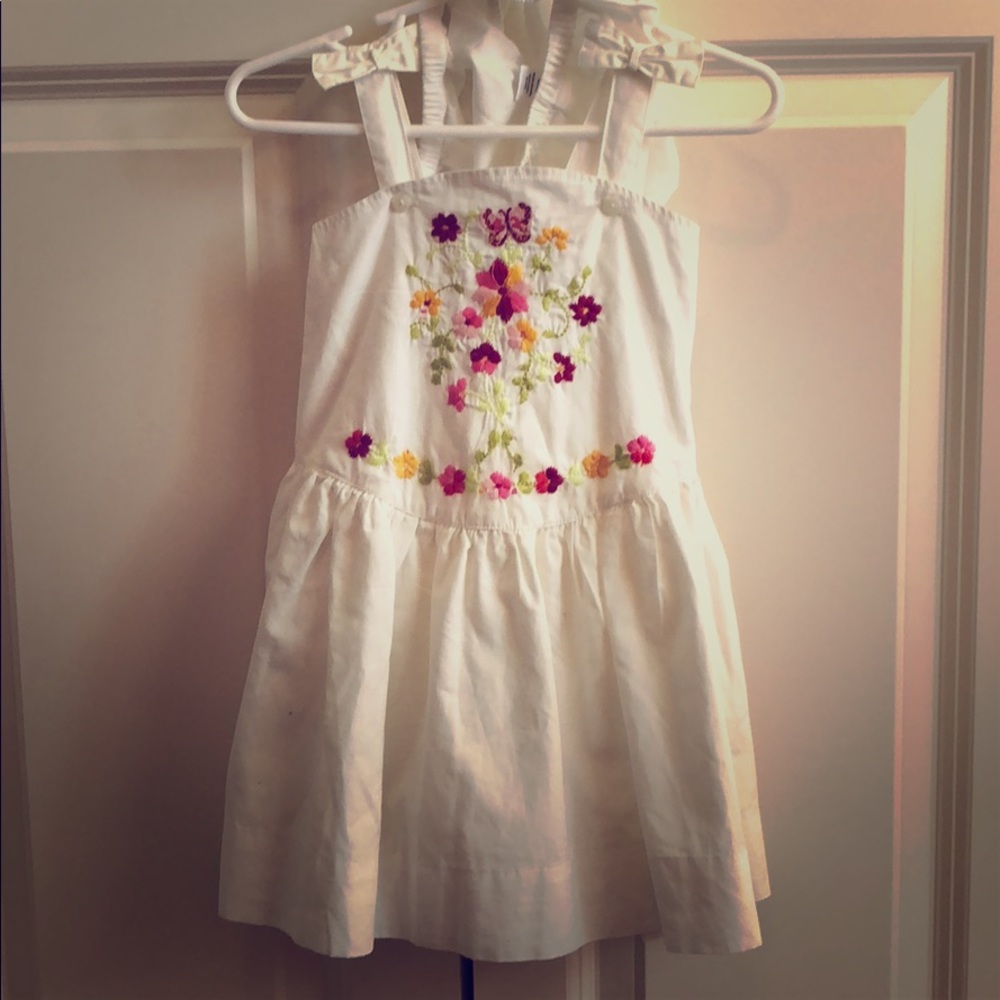 BabyGap floral embroidered smocked back dress.